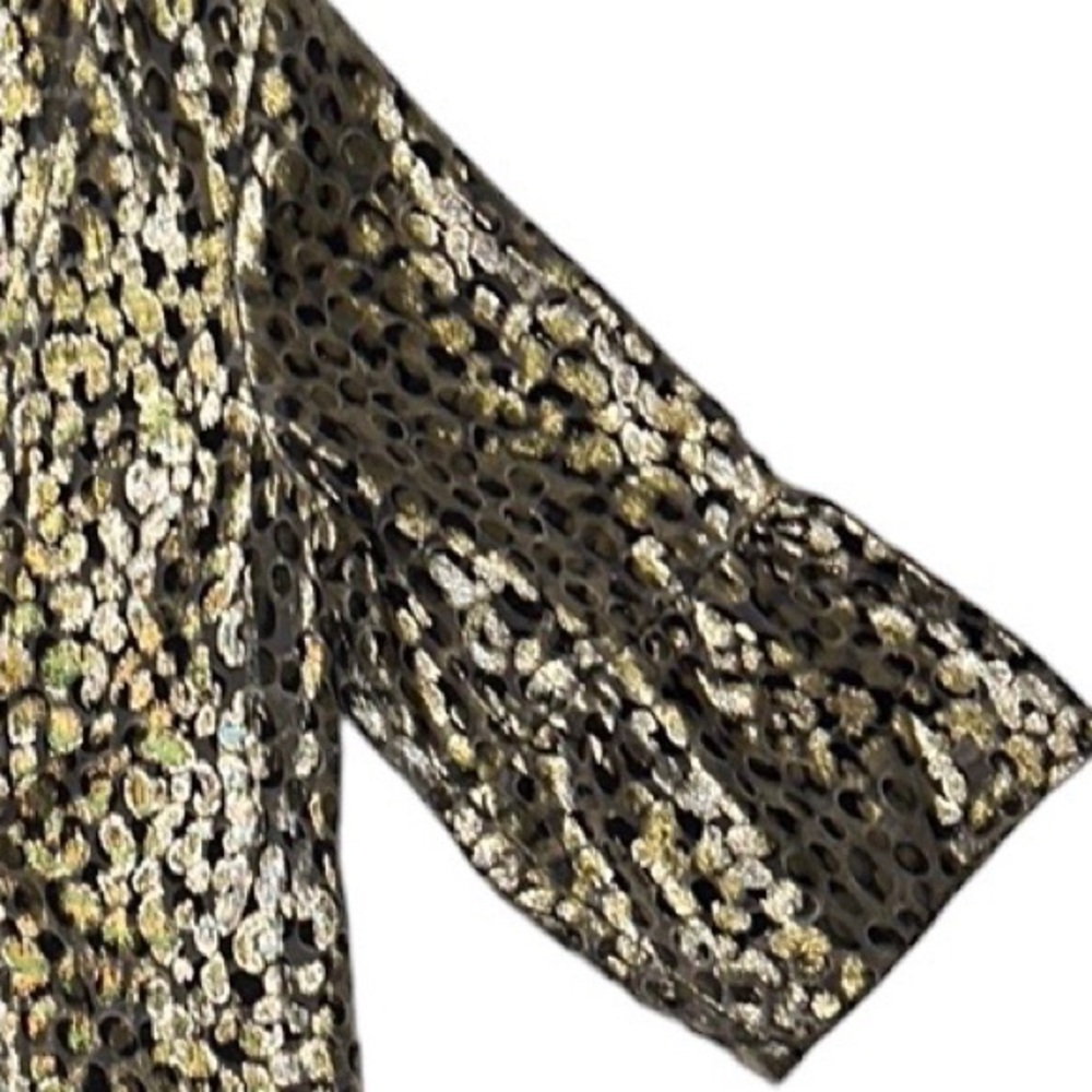 Chicos Metalic "Animal Print" Swing Jacket Size 2 - Picture 4 of 6